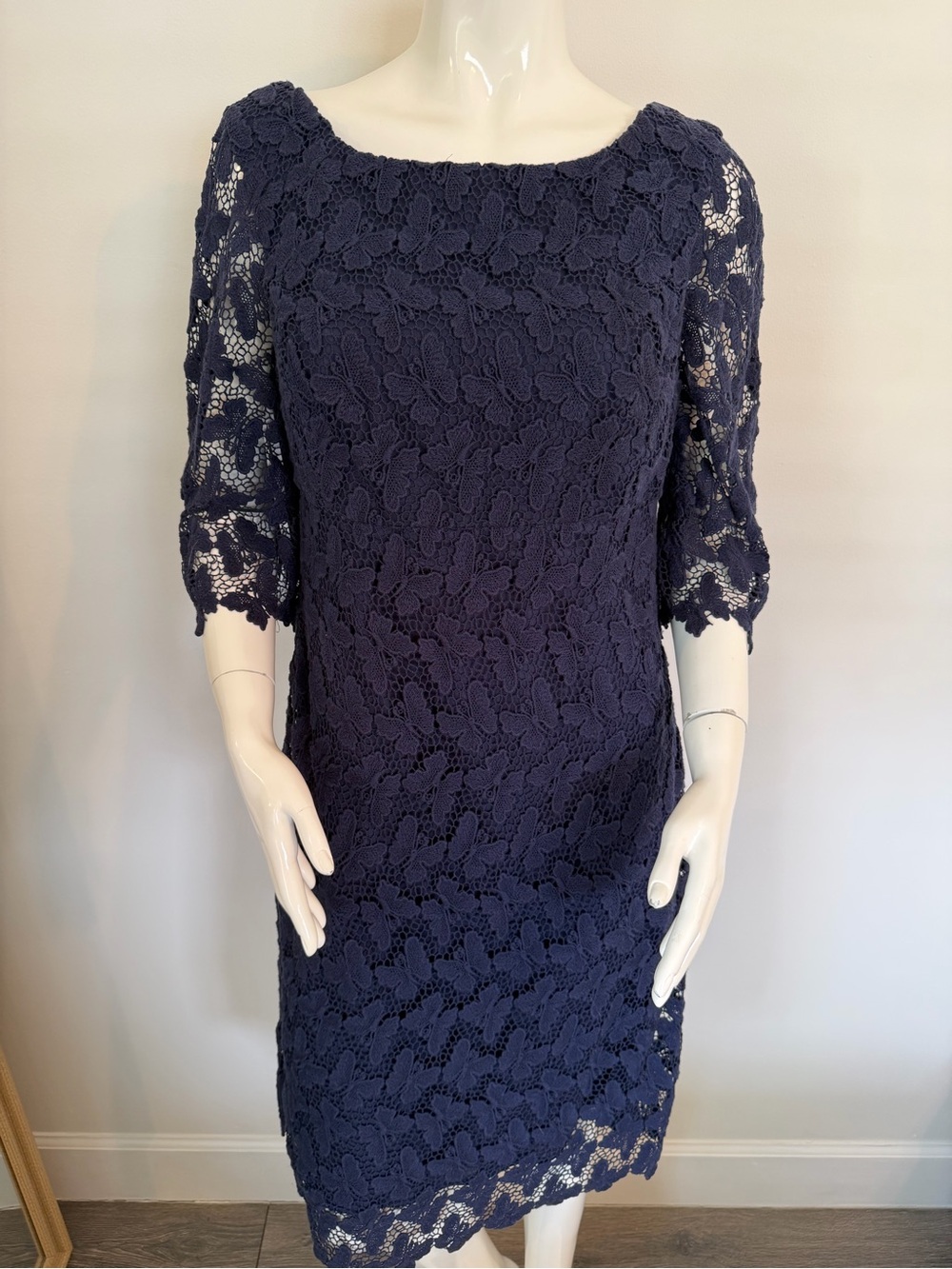 Lilly Pulitzer Shayna Butterfly Navy Crochet Lace Dress Size 12 Retail $368